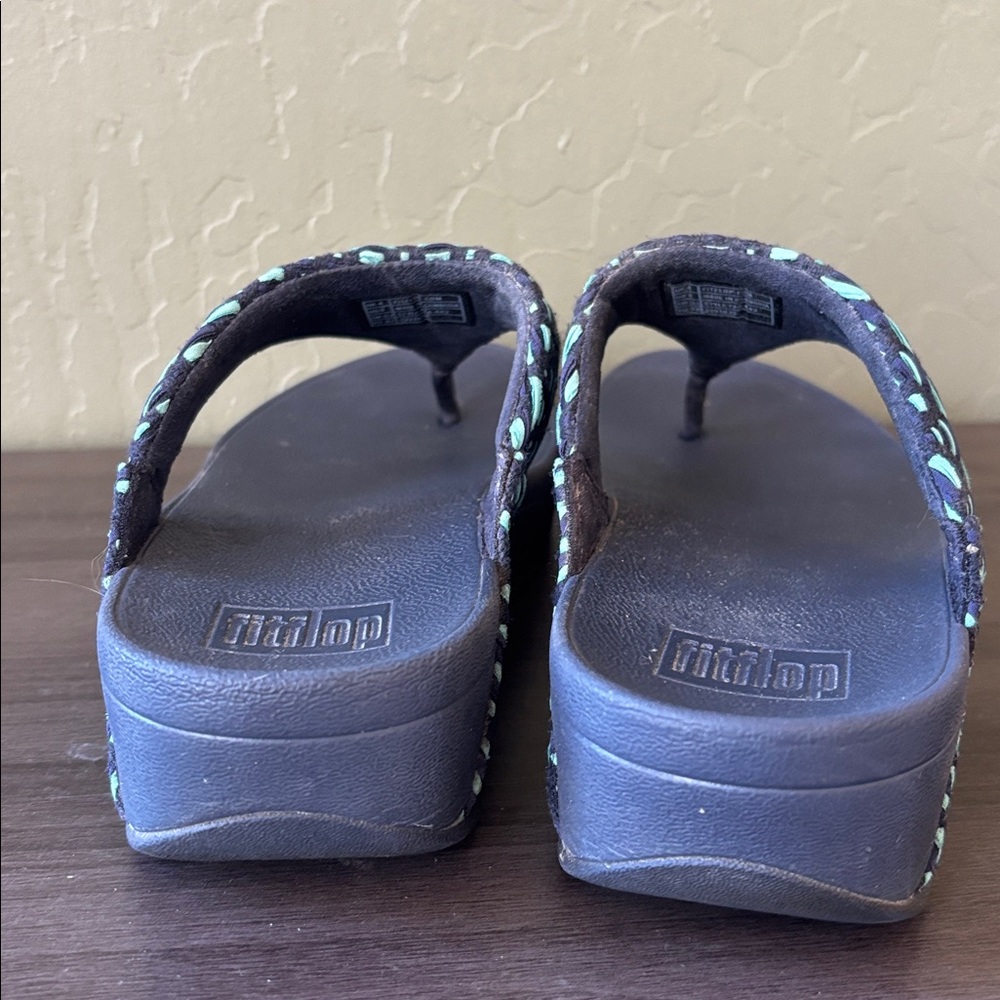 FitFlop Lulu Blue Geo-Webbing Toe-Post Thong Flip Flop Sandals Size‎ 6 - Picture 5 of 7